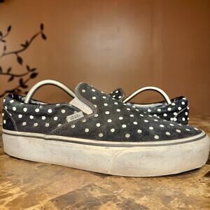 Vans Black and White Polka Dot Slip-On Shoes